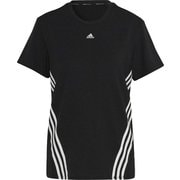 トレイン アイコンズ スリーストライプス 半袖Tシャツ TRAIN ICONS 3STEE CA028 HK6975 ブラック/ホワイト J/Sサイズ [トレーニングウェア 半袖シャツ レディース]