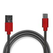 USB Type-Cケーブル 高耐久ステンレス 1m レッド/ブラック ＋ECOパッケージ UCJ-EGK1M RB