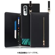 WORK50AND-BK-ANDS8 [LOOF SHOULDER Android One S8用 クラッチバッグ型スマホショルダーケース ロングストラップ＆カードポケット付き ブラック]