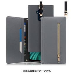 WORK50AND-GY-X5 [LOOF SHOULDER Android One X5用 クラッチバッグ型スマホショルダーケース ロングストラップ＆カードポケット付き グレー]