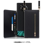 WORK50AO-BK-AR7 [LOOF SHOULDER AQUOS R7用 クラッチバッグ型スマホショルダーケース ロングストラップ＆カードポケット付き ブラック]