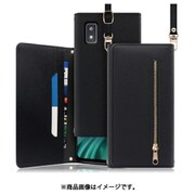 WORK50AO-BK-AWISH [LOOF SHOULDER AQUOS wish/wish2用 クラッチバッグ型スマホショルダーケース ロングストラップ＆カードポケット付き ブラック]