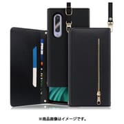 WORK50AO-BK-AZ5GB [LOOF SHOULDER AQUOS zero5G basic用 クラッチバッグ型スマホショルダーケース ロングストラップ＆カードポケット付き ブラック]