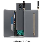 WORK50AO-GY-SEN3P [LOOF SHOULDER AQUOS sense3 plus用 クラッチバッグ型スマホショルダーケース ロングストラップ＆カードポケット付き グレー]