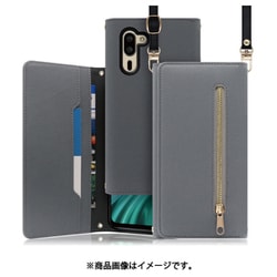 LOOF SHOULDER AQUOS シンプルスマホ5用 クラッチバッグ型スマホショルダーケース ロングストラップ＆カードポケット付き グレー WORK50AO-GY-SMP5