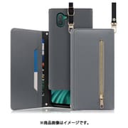 WORK50AO01-GY-R3 [LOOF SHOULDER AQUOS R3用 クラッチバッグ型スマホショルダーケース ロングストラップ＆カードポケット付き グレー]
