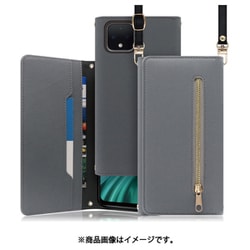 WORK50GG-GY-PX4 [LOOF SHOULDER Google Pixel 4用 クラッチバッグ型スマホショルダーケース ロングストラップ＆カードポケット付き グレー]