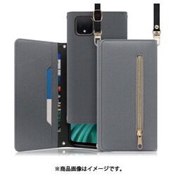 WORK50GG-GY-PX4XL [LOOF SHOULDER Google Pixel 4 XL用 クラッチバッグ型スマホショルダーケース ロングストラップ＆カードポケット付き グレー]