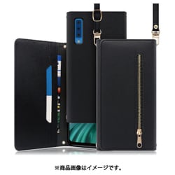 LOOF SHOULDER Galaxy A7用 クラッチバッグ型スマホショルダーケース ロングストラップ＆カードポケット付き ブラック WORK50GX-BK-A7