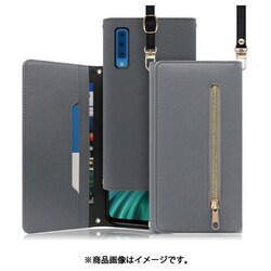 LOOF SHOULDER Galaxy A7用 クラッチバッグ型スマホショルダーケース ロングストラップ＆カードポケット付き グレー WORK50GX-GY-A7