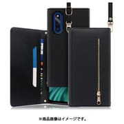LOOF SHOULDER Galaxy A41用 クラッチバッグ型スマホショルダーケース ロングストラップ&カードポケット付き ブラック WORK50GX-BK-GA41