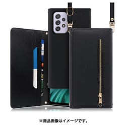 LOOF SHOULDER Galaxy A52 5G用 クラッチバッグ型スマホショルダーケース ロングストラップ＆カードポケット付き ブラック WORK50GX-BK-GA525G
