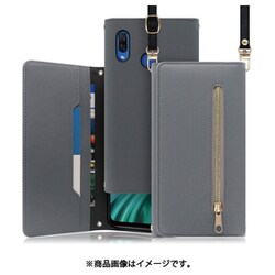 WORK50HW-GY-NV3 [LOOF SHOULDER HUAWEI nova 3用 クラッチバッグ型スマホショルダーケース ロングストラップ＆カードポケット付き グレー]
