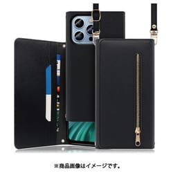 WORK50IP-BK-IP14PM [LOOF SHOULDER iPhone 14 Pro Max用 クラッチバッグ型スマホショルダーケース ロングストラップ＆カードポケット付き ブラック]