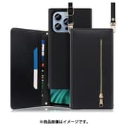 WORK50IP-BK-IP14PM [LOOF SHOULDER iPhone 14 Pro Max用 クラッチバッグ型スマホショルダーケース ロングストラップ＆カードポケット付き ブラック]
