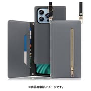 WORK50IP-GY-IP14PM [LOOF SHOULDER iPhone 14 Pro Max用 クラッチバッグ型スマホショルダーケース ロングストラップ＆カードポケット付き グレー]