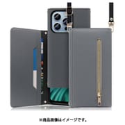 WORK50IP-GY-IP14PRO [LOOF SHOULDER iPhone 14 Pro用 クラッチバッグ型スマホショルダーケース ロングストラップ＆カードポケット付き グレー]