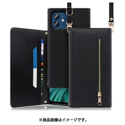 WORK50IP-BK-IP2061 [LOOF SHOULDER iPhone 12/12 Pro用 クラッチバッグ型スマホショルダーケース ロングストラップ＆カードポケット付き ブラック]