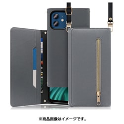 WORK50IP-GY-IP2061 [LOOF SHOULDER iPhone 12/12 Pro用 クラッチバッグ型スマホショルダーケース ロングストラップ＆カードポケット付き グレー]