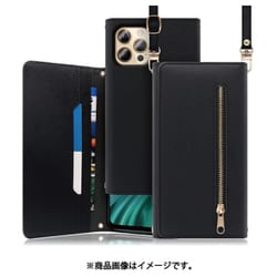 WORK50IP-BK-IP2067 [LOOF SHOULDER iPhone 12 Pro Max用 クラッチバッグ型スマホショルダーケース ロングストラップ＆カードポケット付き ブラック]