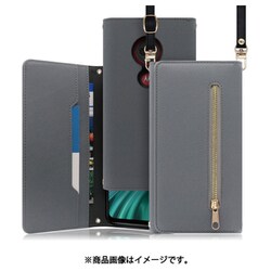WORK50MT-GY-G7 [LOOF SHOULDER motorola moto g7/g7 plus用 クラッチバッグ型スマホショルダーケース ロングストラップ＆カードポケット付き グレー]
