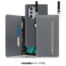 WORK50MT-GY-MEG30P [LOOF SHOULDER motorola edge 30 pro用 クラッチバッグ型スマホショルダーケース ロングストラップ＆カードポケット付き グレー]