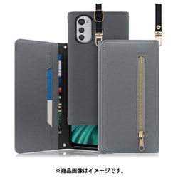 WORK50MT01-GY-ME32S [LOOF SHOULDER motorola moto e32s用 クラッチバッグ型スマホショルダーケース ロングストラップ＆カードポケット付き グレー]