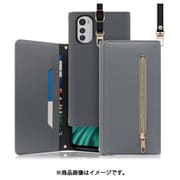WORK50MT01-GY-ME32S [LOOF SHOULDER motorola moto e32s用 クラッチバッグ型スマホショルダーケース ロングストラップ＆カードポケット付き グレー]