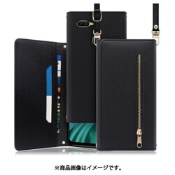 LOOF SHOULDER OPPO AX7用 クラッチバッグ型スマホショルダーケース ロングストラップ＆カードポケット付き ブラック WORK50OPP-BK-AX7