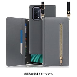 WORK50OPP-GY-OA545G [LOOF SHOULDER OPPO A54 5G用 クラッチバッグ型スマホショルダーケース ロングストラップ＆カードポケット付き グレー]