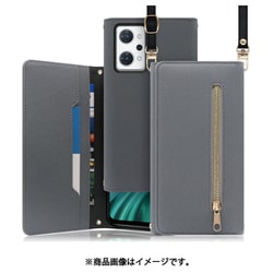 WORK50OPP-GY-ORENO7A [LOOF SHOULDER OPPO Reno7 A用 クラッチバッグ型スマホショルダーケース ロングストラップ＆カードポケット付き グレー]
