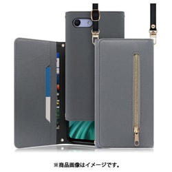 WORK50XP-GY-ACE [LOOF SHOULDER Xperia Ace 用 クラッチバッグ型スマホショルダーケース ロングストラップ＆カードポケット付き グレー]