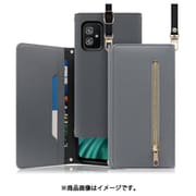 WORK50ZF-GY-ZF8 [LOOF SHOULDER ZenFone 8 （ZS590KS） 用 クラッチバッグ型スマホショルダーケース ロングストラップ＆カードポケット付き グレー]