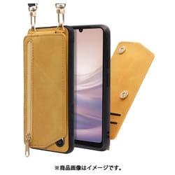 WORK54AO-YL-ASE7 [LOOF SHOULDER-FLIP AQUOS sense7 用 背面型スマホショルダーケース ロングストラップ＆カードポケット付き ゴールデンイエロー]