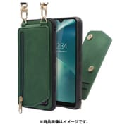 WORK54AO-GN-AWISH [LOOF SHOULDER-FLIP AQUOS wish 用 背面型スマホショルダーケース ロングストラップ＆カードポケット付き オリーブグリーン]