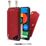 WORK54GG-RD-GPX4A5G [LOOF SHOULDER-FLIP Google Pixel 4a 5G 用 背面型スマホショルダーケース ロングストラップ＆カードポケット付き ロイヤルレッド]