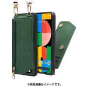 WORK54GG-GN-GPX5 [LOOF SHOULDER-FLIP Google Pixel 5 用 背面型スマホショルダーケース ロングストラップ＆カードポケット付き オリーブグリーン]