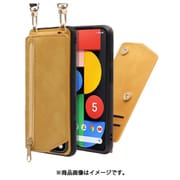 WORK54GG-YL-GPX5 [LOOF SHOULDER-FLIP Google Pixel 5 用 背面型スマホショルダーケース ロングストラップ＆カードポケット付き ゴールデンイエロー]