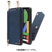 WORK54GG-BU-PX4 [LOOF SHOULDER-FLIP Google Pixel 4 用 背面型スマホショルダーケース ロングストラップ＆カードポケット付き クラシックブルー]