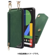 WORK54GG-GN-PX4 [LOOF SHOULDER-FLIP Google Pixel 4 用 背面型スマホショルダーケース ロングストラップ＆カードポケット付き オリーブグリーン]