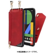 WORK54GG-RD-PX4 [LOOF SHOULDER-FLIP Google Pixel 4 用 背面型スマホショルダーケース ロングストラップ＆カードポケット付き ロイヤルレッド]