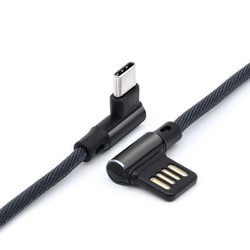 アルミニウムヘッド 両L型ケーブル for USB Type-C 2.0m ブラック AHLTC20-BK
