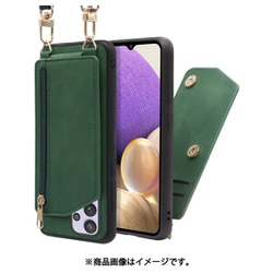 LOOF SHOULDER-FLIP Galaxy A32 5G 用 背面型スマホショルダーケース ロングストラップ＆カードポケット付き オリーブグリーン WORK54GX-GN-GA325G