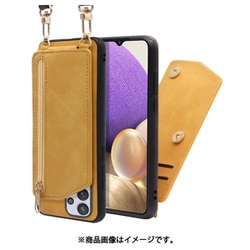 LOOF SHOULDER-FLIP Galaxy A32 5G 用 背面型スマホショルダーケース ロングストラップ＆カードポケット付き ゴールデンイエロー WORK54GX-YL-GA325G