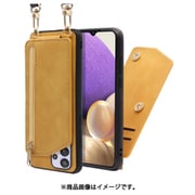LOOF SHOULDER-FLIP Galaxy A32 5G 用 背面型スマホショルダーケース ロングストラップ＆カードポケット付き ゴールデンイエロー WORK54GX-YL-GA325G