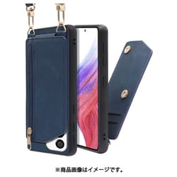 LOOF SHOULDER-FLIP Galaxy A53 5G 用 背面型スマホショルダーケース ロングストラップ＆カードポケット付き クラシックブルー WORK54GX-BU-GA535G