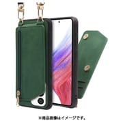LOOF SHOULDER-FLIP Galaxy A53 5G 用 背面型スマホショルダーケース ロングストラップ＆カードポケット付き オリーブグリーン WORK54GX-GN-GA535G