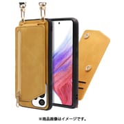 LOOF SHOULDER-FLIP Galaxy A53 5G 用 背面型スマホショルダーケース ロングストラップ＆カードポケット付き ゴールデンイエロー WORK54GX-YL-GA535G