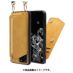 LOOF SHOULDER-FLIP Galaxy S20 Ultra 用 背面型スマホショルダーケース ロングストラップ＆カードポケット付き ゴールデンイエロー WORK54GX-YL-GS20U