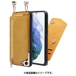 LOOF SHOULDER-FLIP Galaxy S21 用 背面型スマホショルダーケース ロングストラップ＆カードポケット付き ゴールデンイエロー WORK54GX-YL-GS21